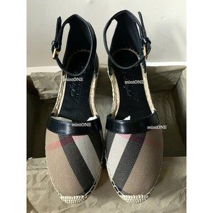 NIB Burberry Abbingdon Espadrille Black Flat 35.5